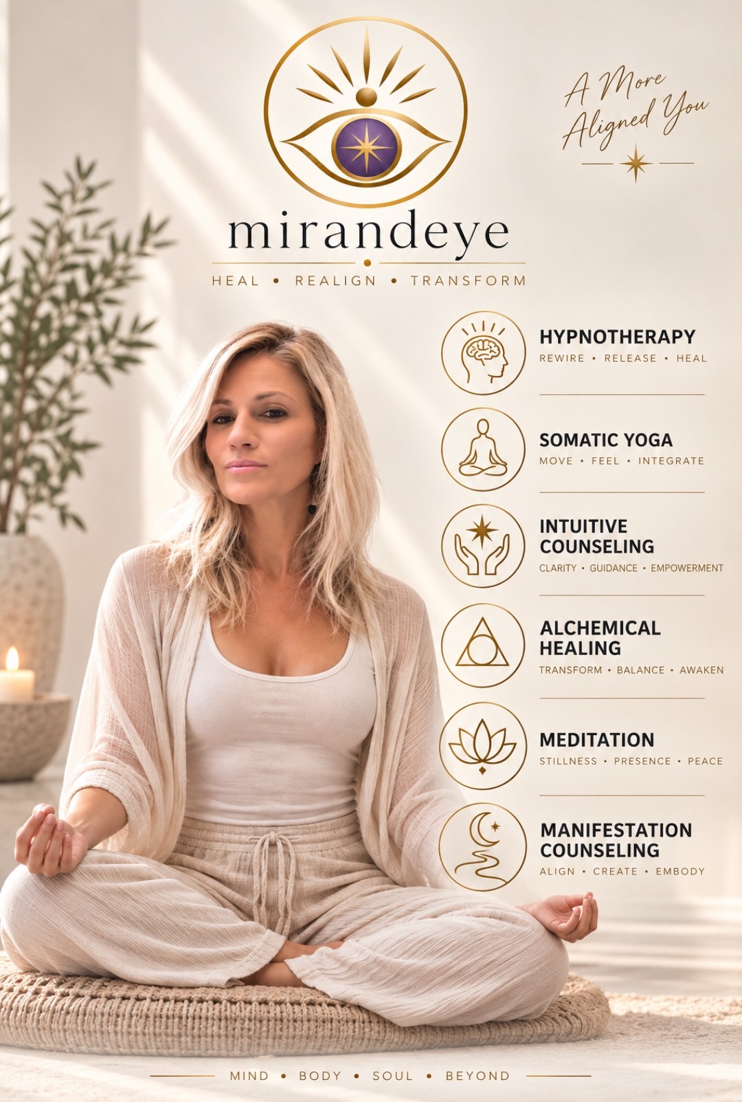 Miranda Inabinett with the range of practices offered in private one-to-one guidance