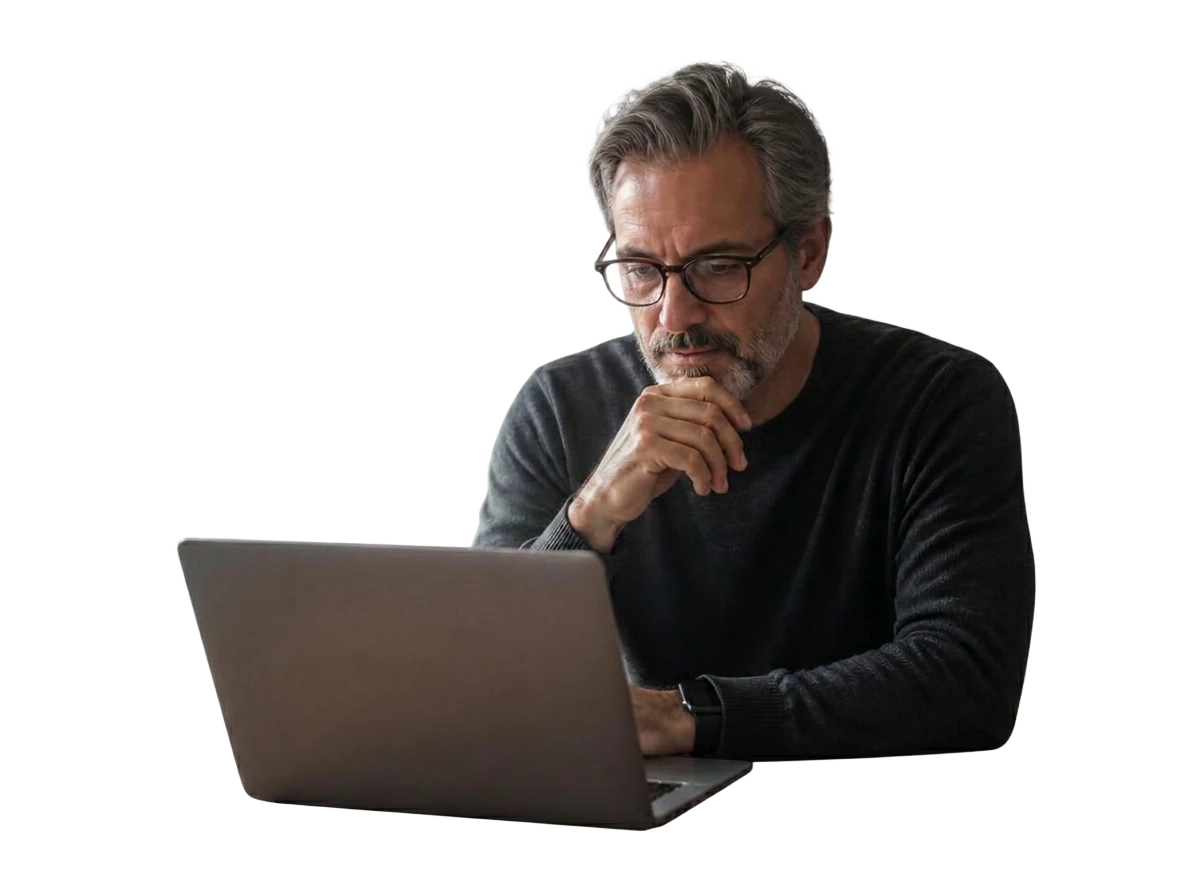 A man joining a Mirandeye session from home